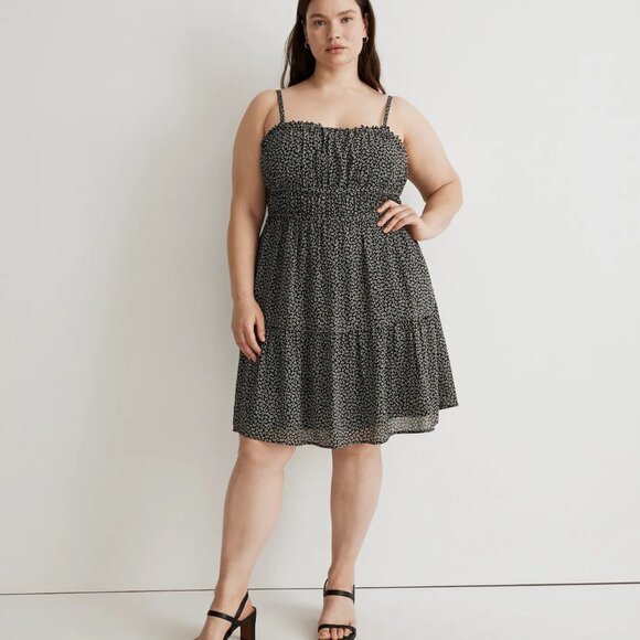 Madewell Plus Sophia Cami Tiered Mini Dress in Micro Daisy 18W - Picture 1 of 8